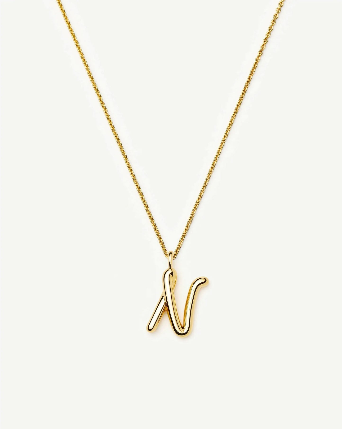 Curly Molten Initial Pendant Necklace - N