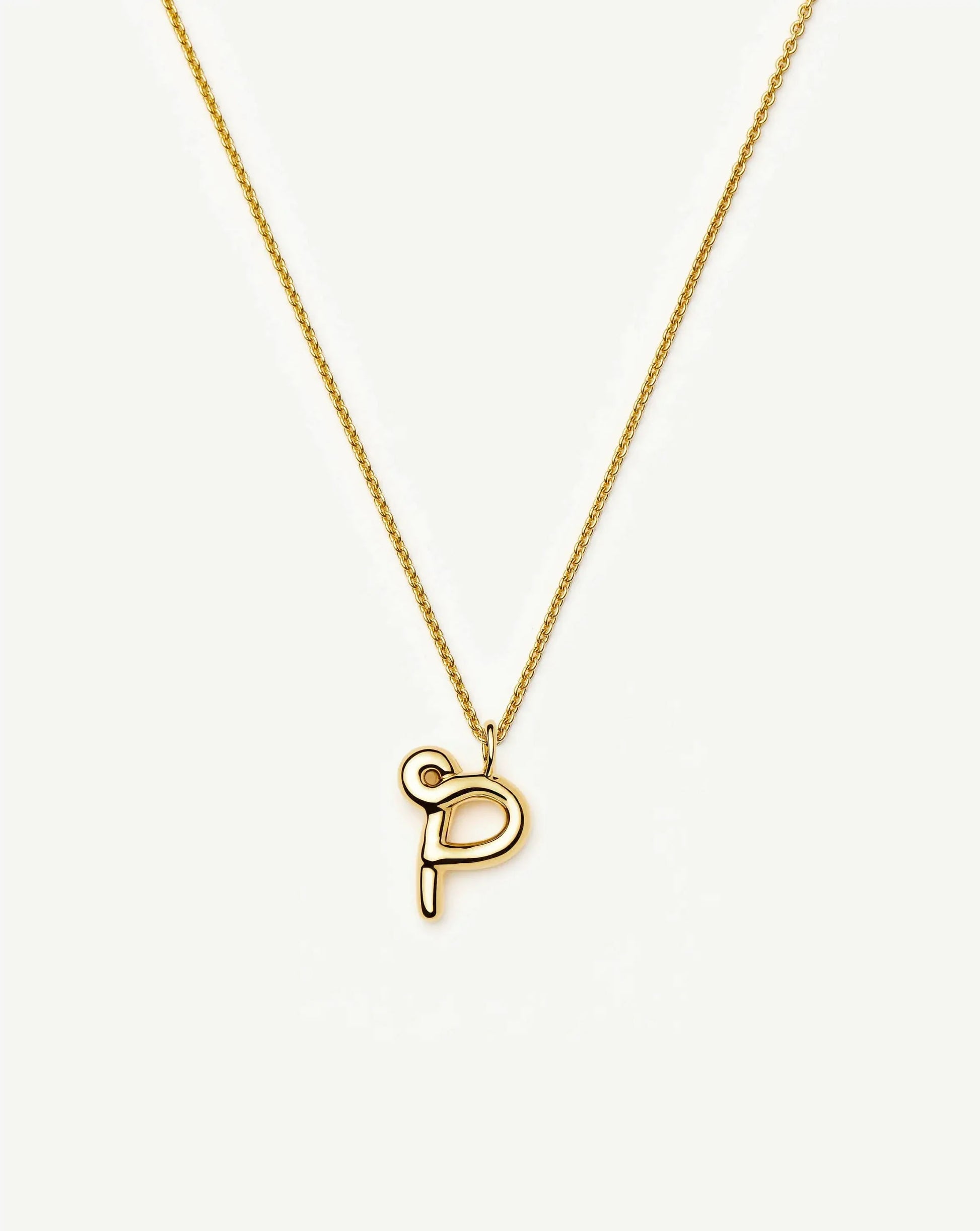 Curly Molten Initial Pendant Necklace - P