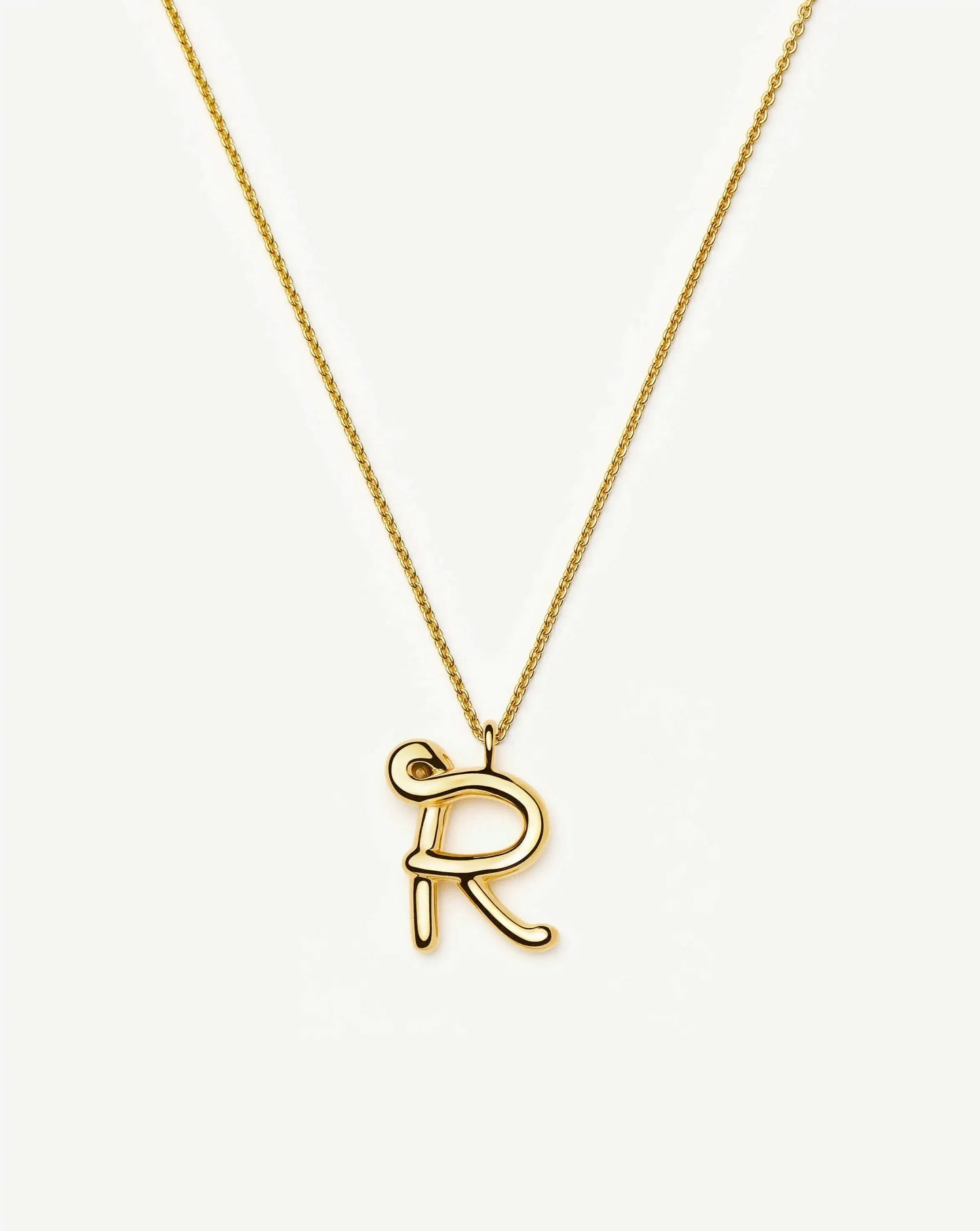 Curly Molten Initial Pendant Necklace - R