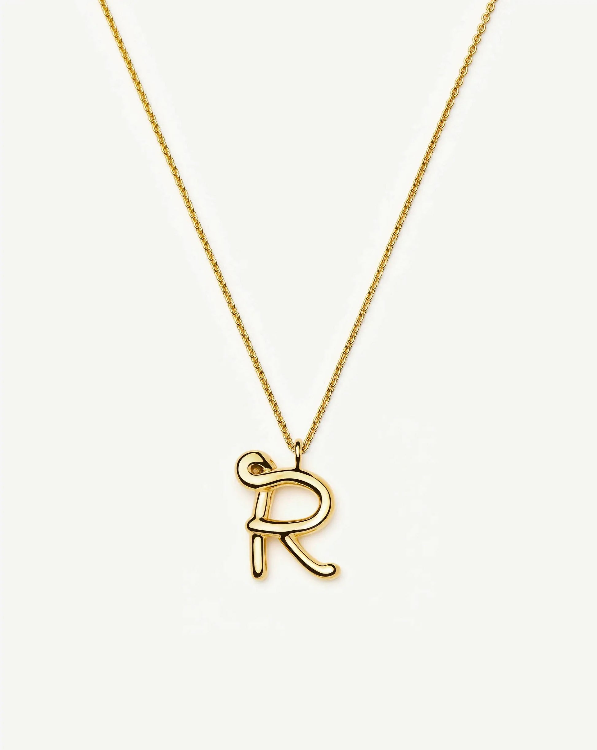 Curly Molten Initial Pendant Necklace - R