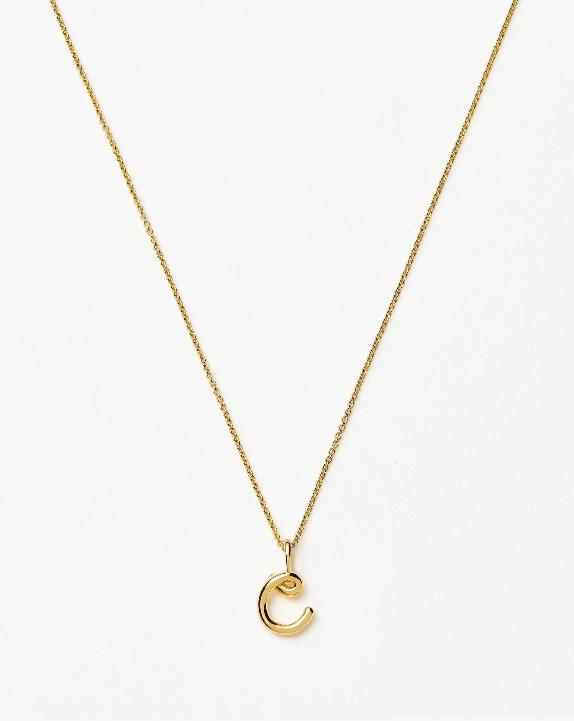 Curly Molten Mini Initial Necklace - C
