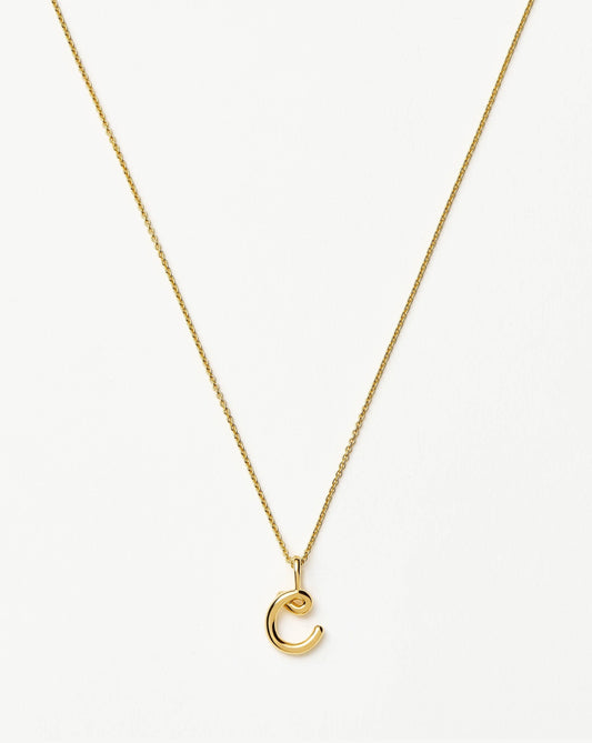Curly Molten Mini Initial Necklace - C