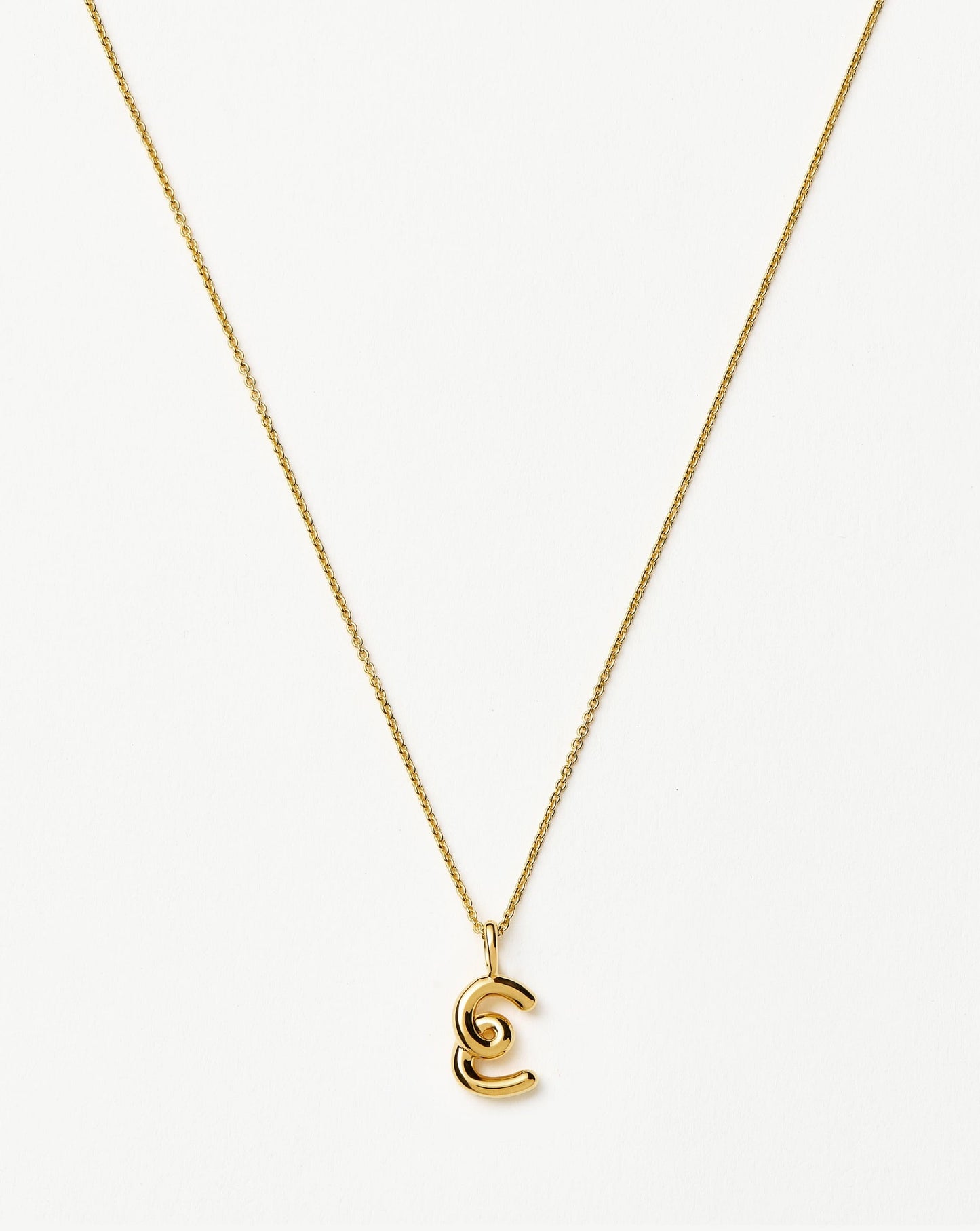 Curly Molten Mini Initial Necklace - E