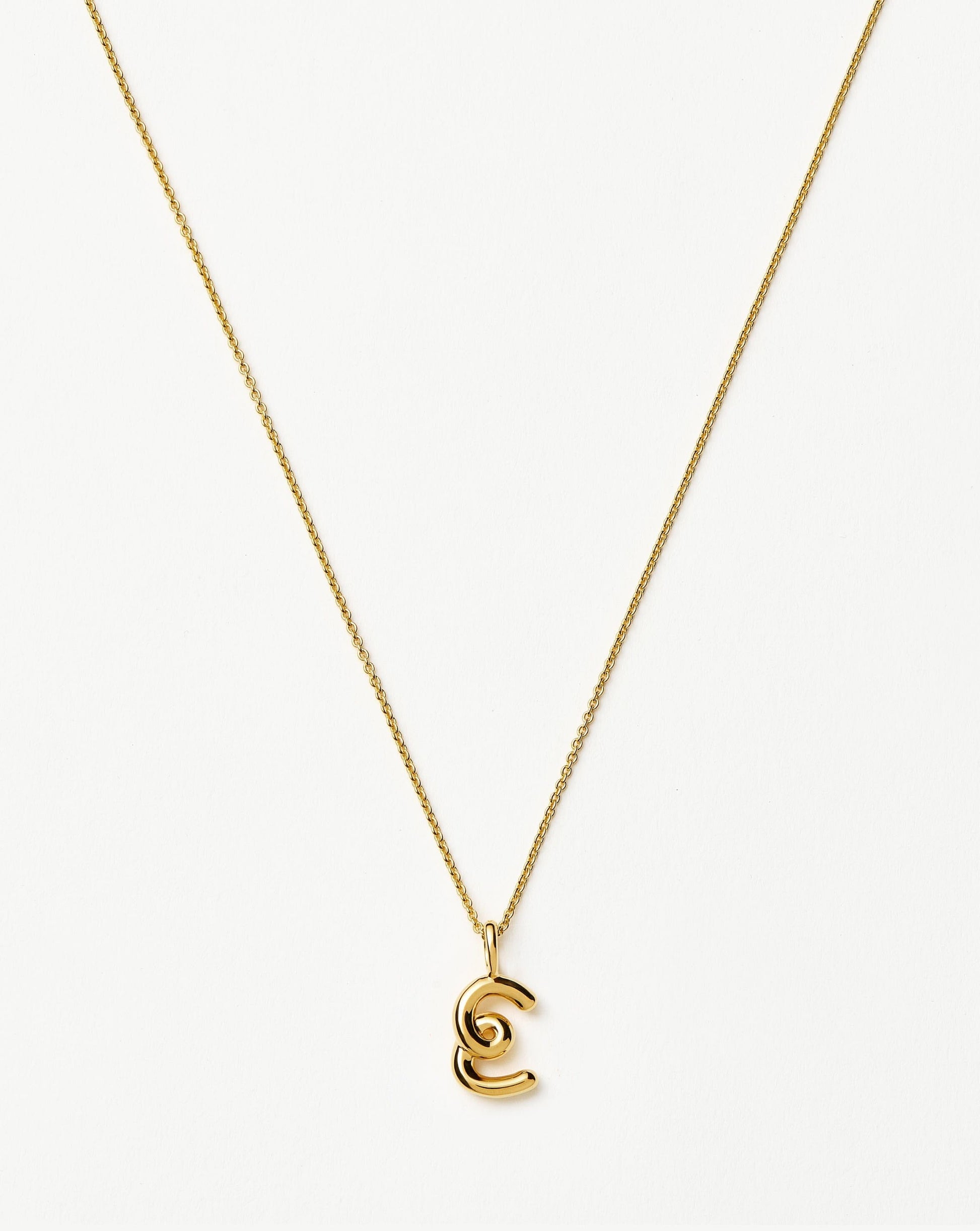 Curly Molten Mini Initial Necklace - E