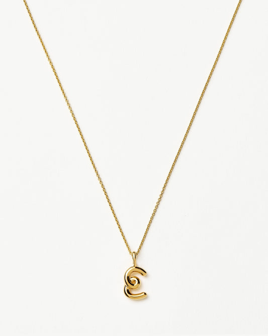 Curly Molten Mini Initial Necklace - E