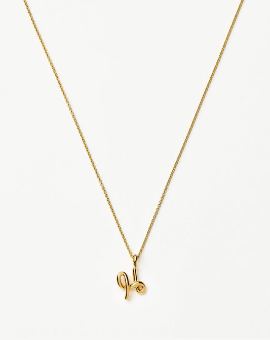 Curly Molten Mini Initial Necklace - H