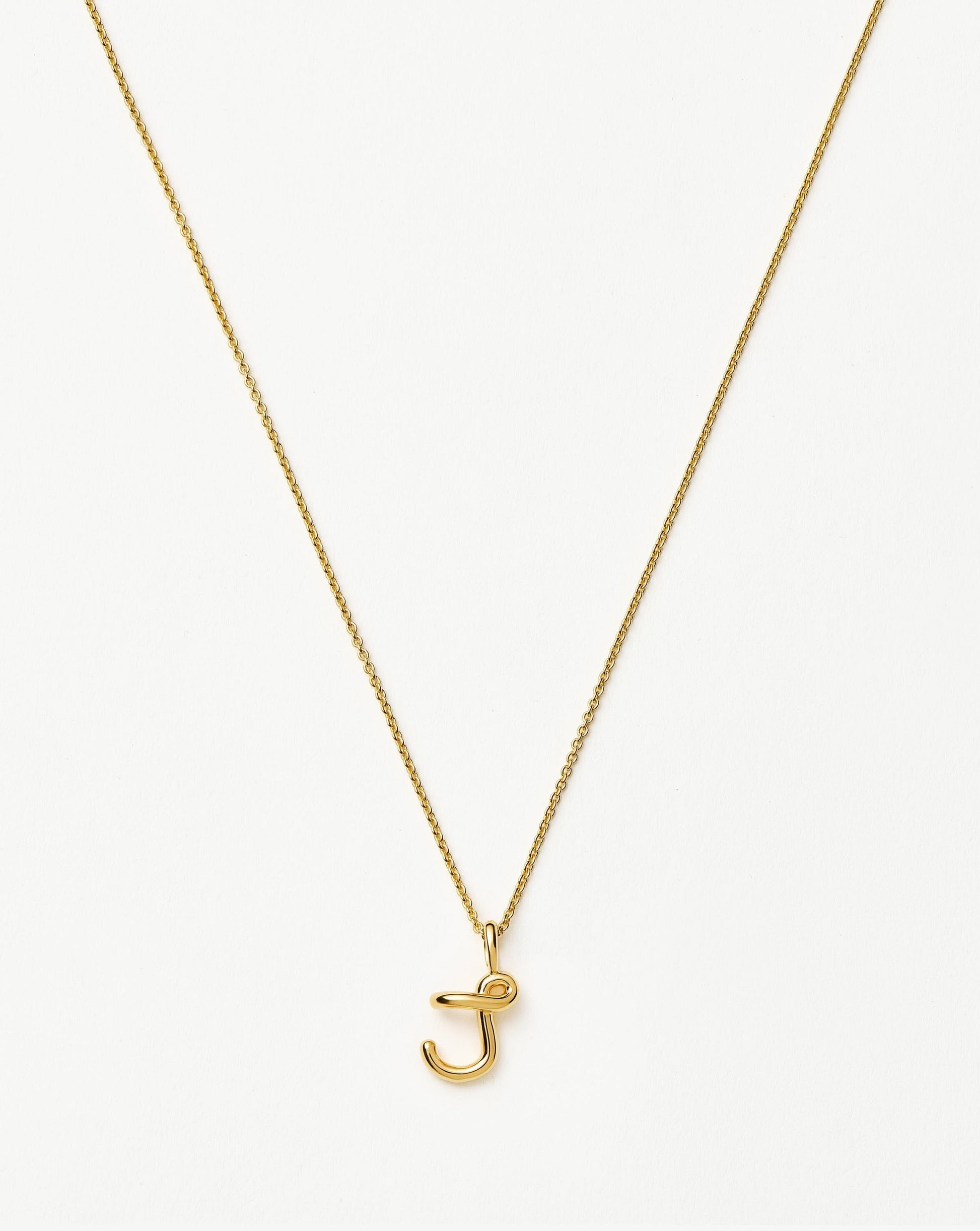 Curly Molten Mini Initial Necklace - J
