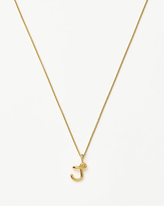 Curly Molten Mini Initial Necklace - J