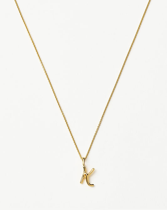 Curly Molten Mini Initial Necklace - K