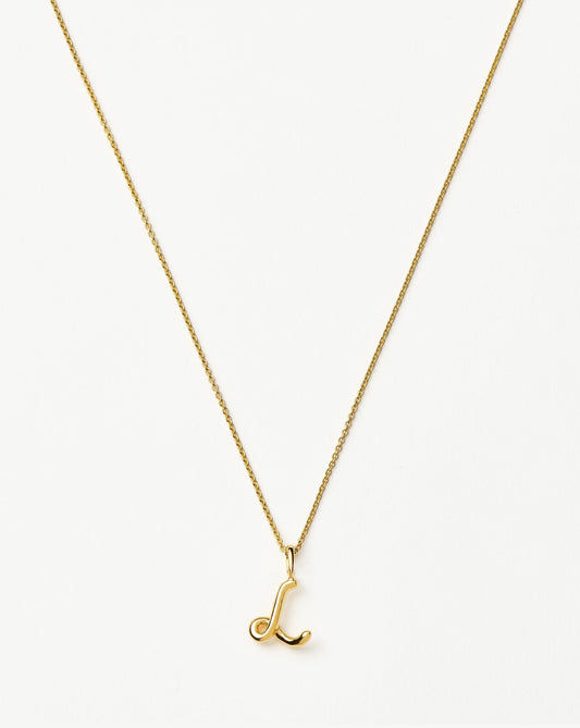 Curly Molten Mini Initial Necklace - L