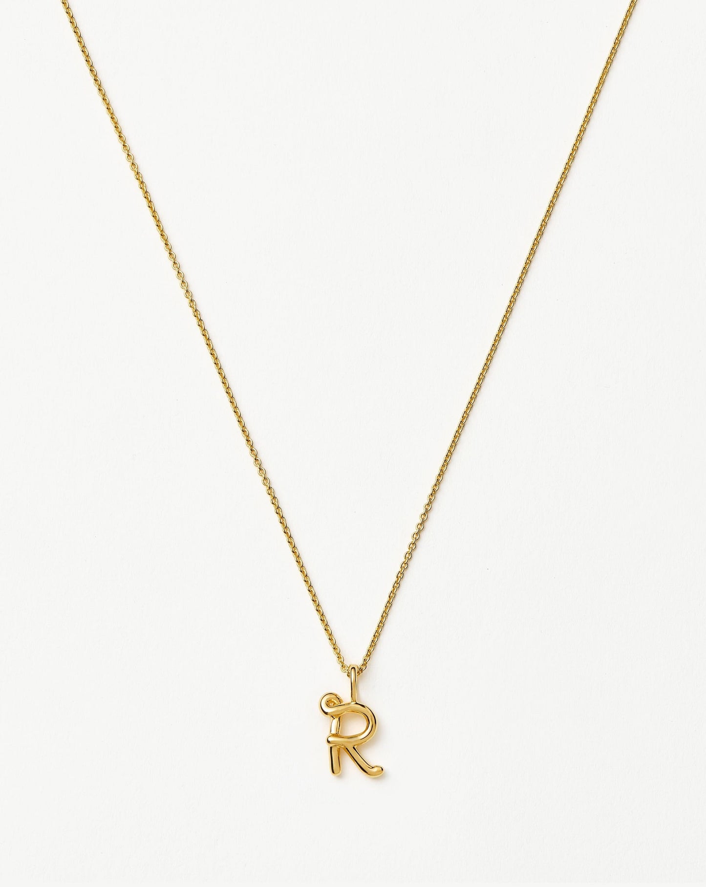 Curly Molten Mini Initial Necklace - R