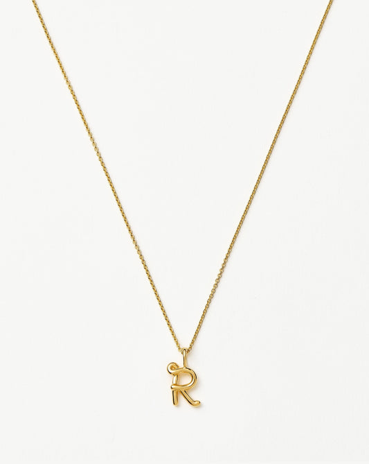 Curly Molten Mini Initial Necklace - R