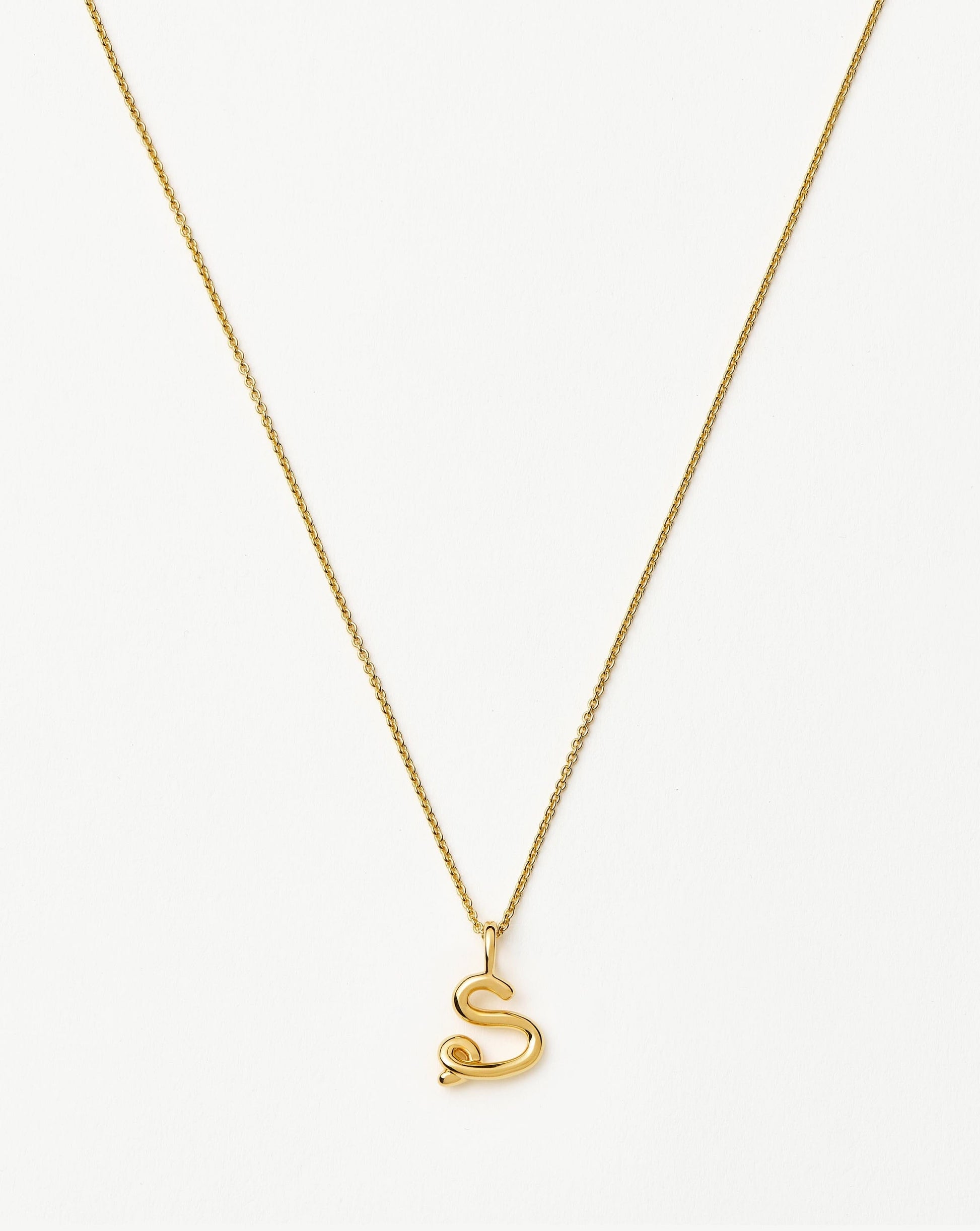 Curly Molten Mini Initial Necklace - S