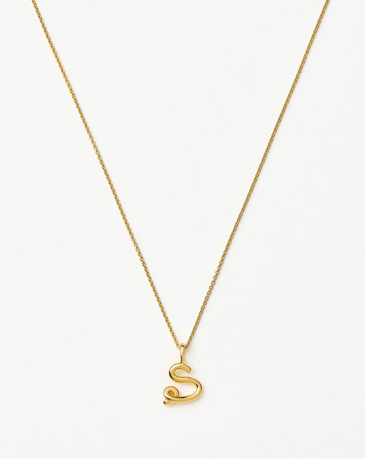 Curly Molten Mini Initial Necklace - S