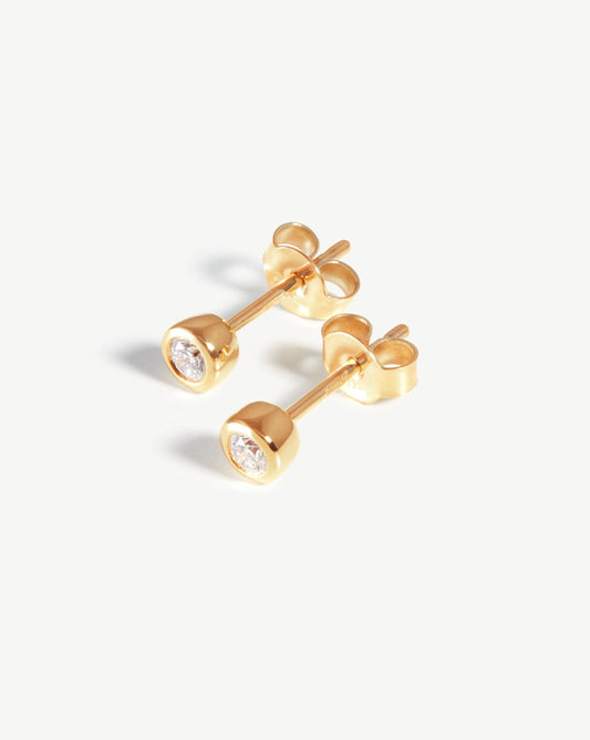 Solid Gold Classic Solitaire Diamond Stud Earrings