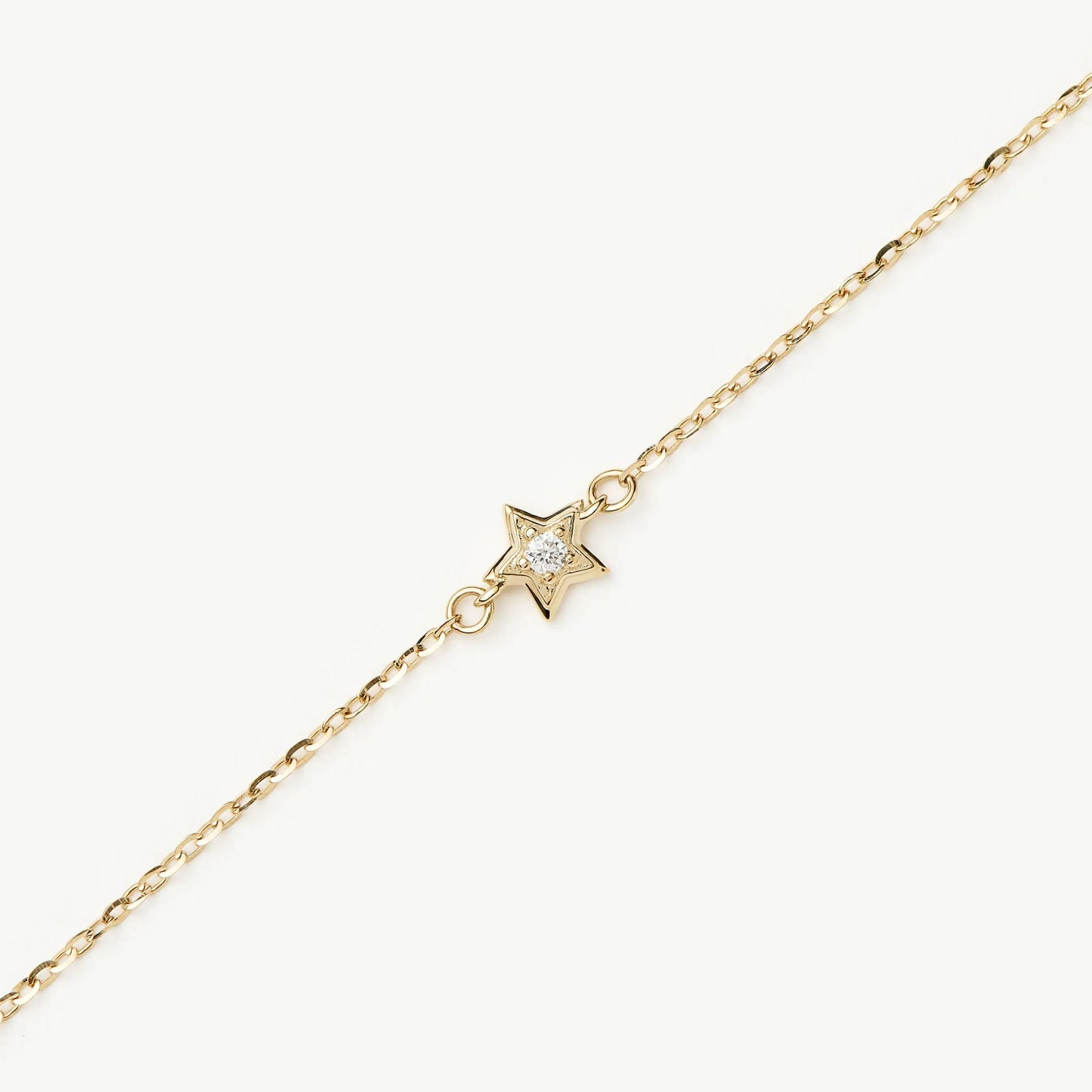 Solid Gold Diamond Star Chain Bracelet