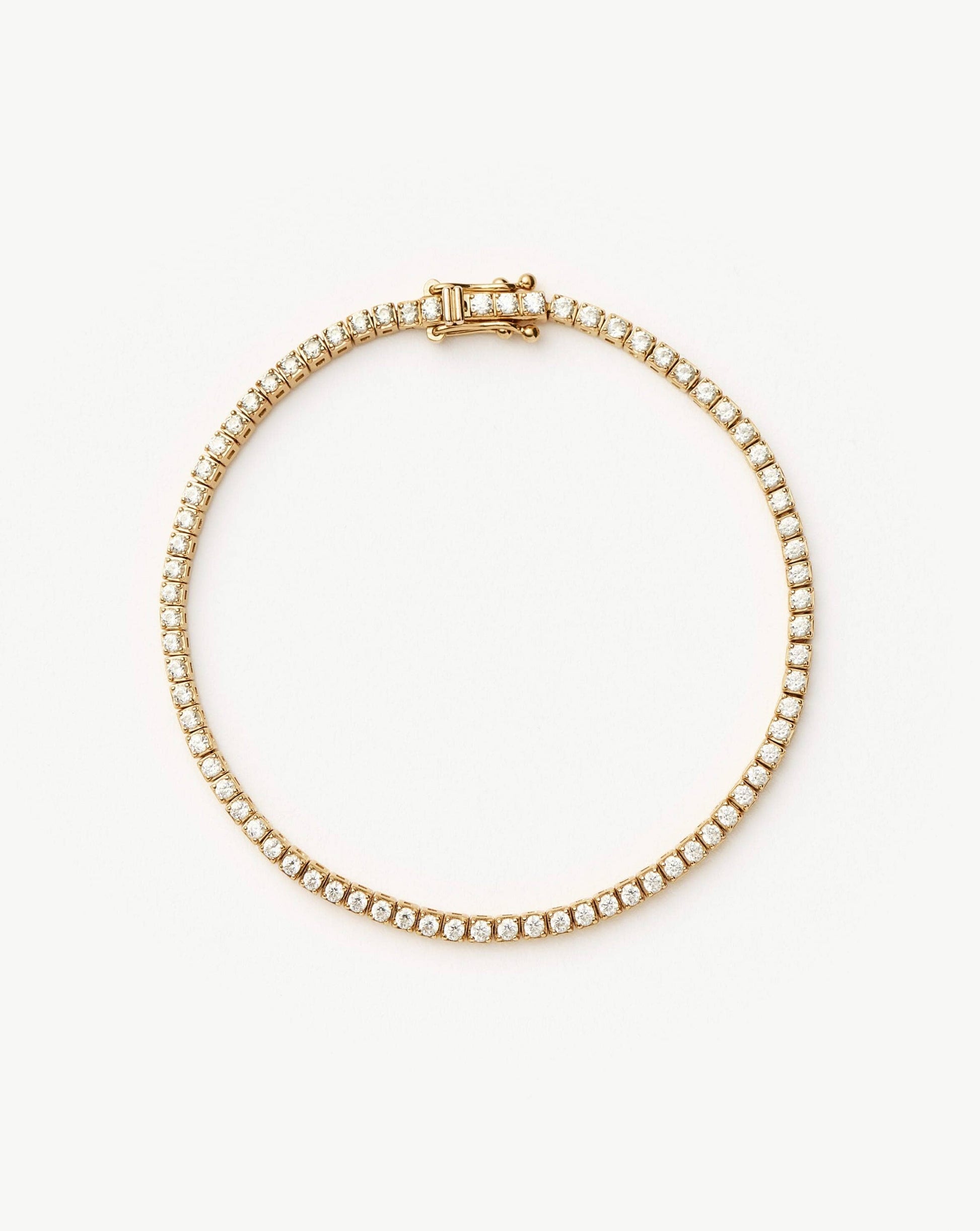 Solid Gold Diamond Tennis Bracelet - Size M/L