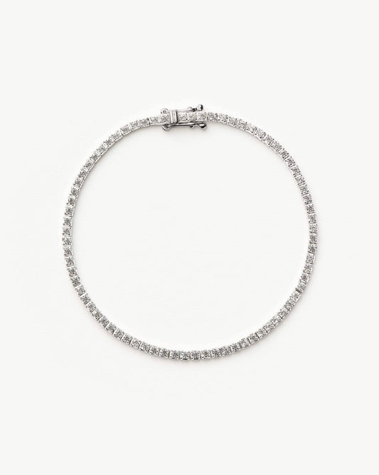 Solid Gold Diamond Tennis Bracelet - Size S/M