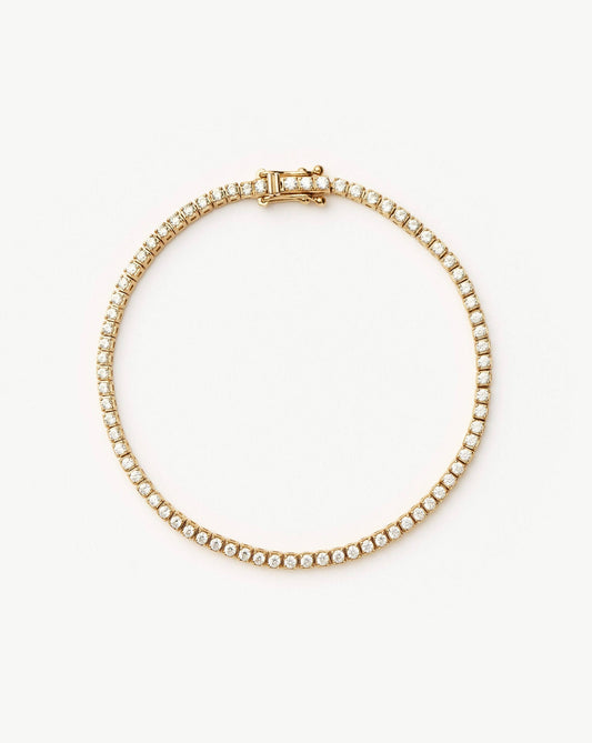 Solid Gold Diamond Tennis Bracelet - Size XS/S