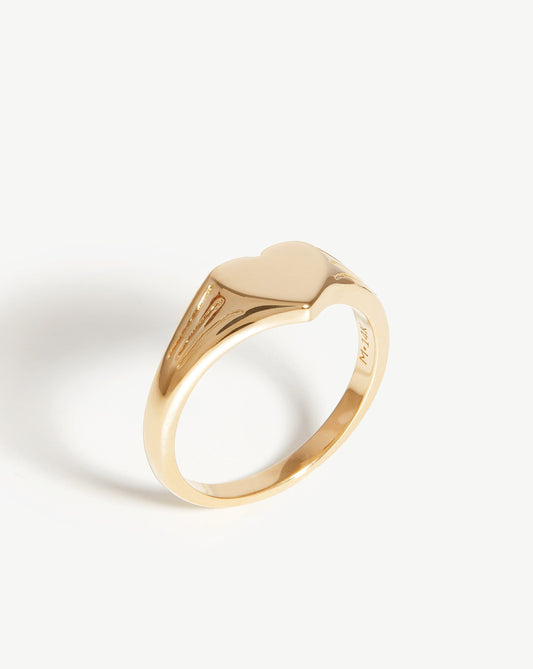 Solid Gold Engravable Heart Signet Ring