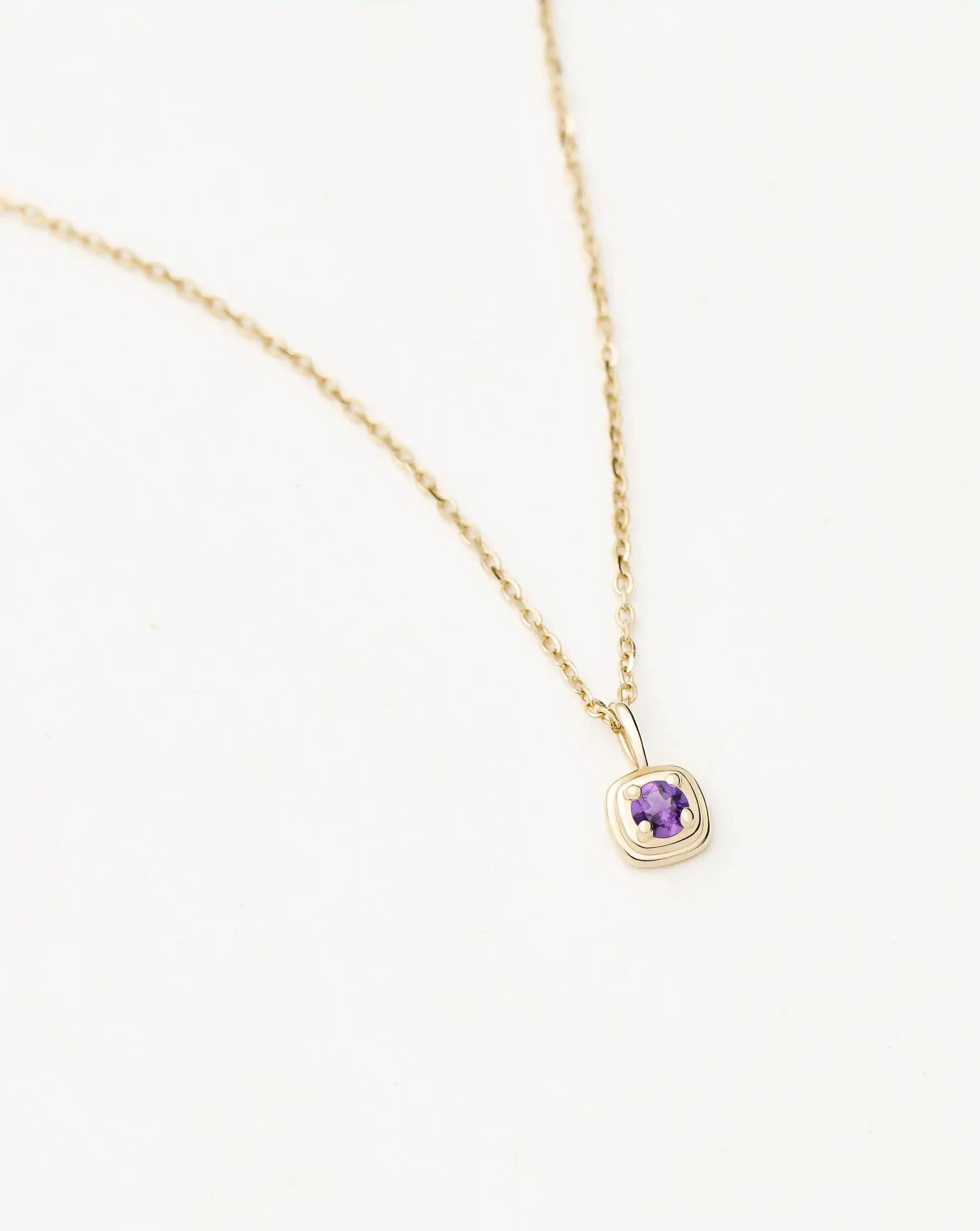 Solid Gold February Birthstone Pendant Necklace
