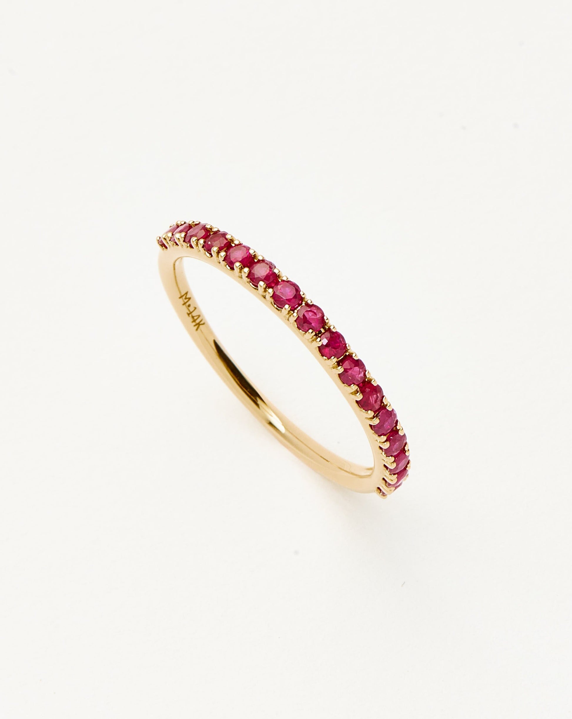 Solid Gold Half Eternity Ruby Ring