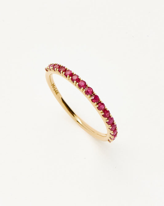 Solid Gold Half Eternity Ruby Ring