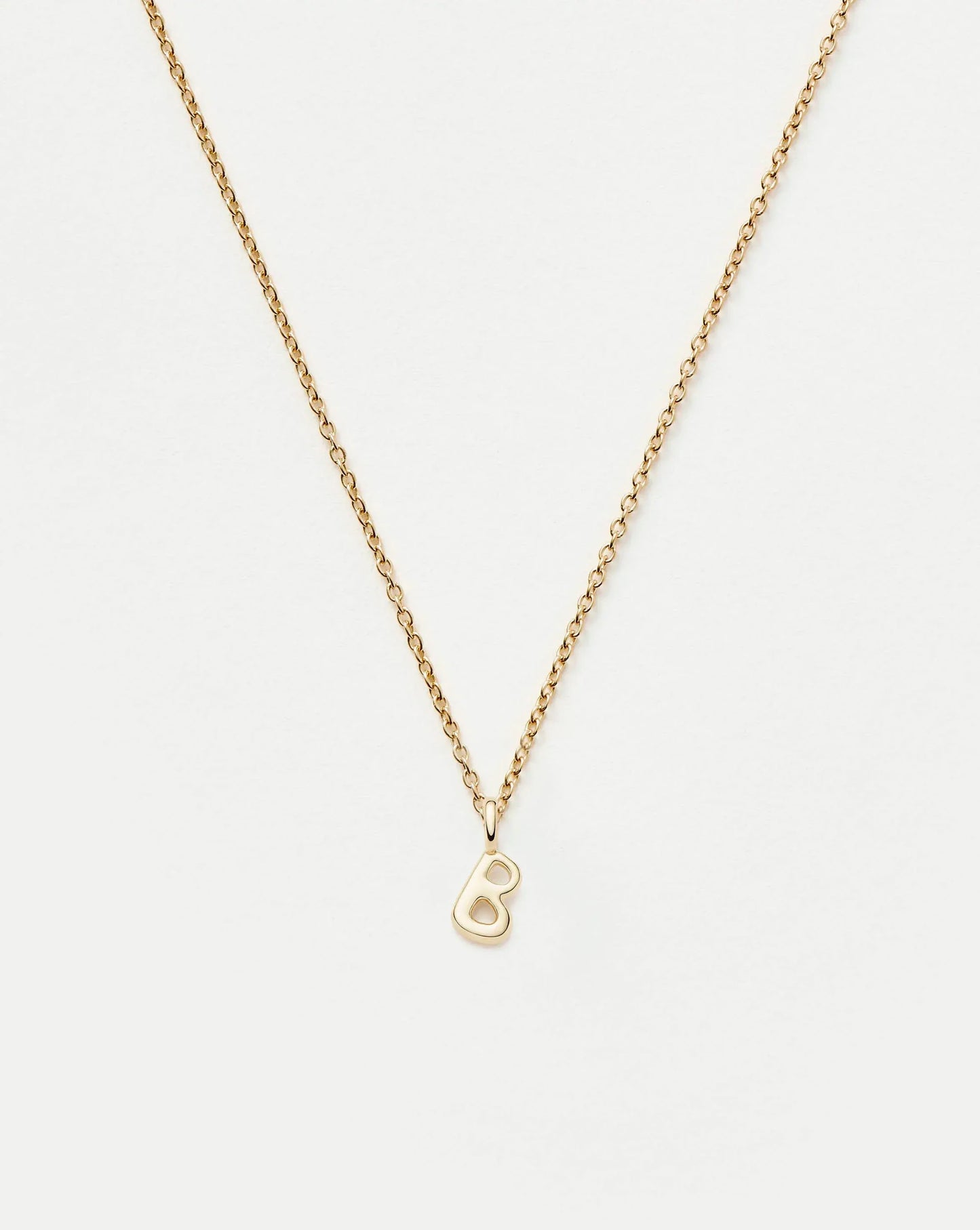 Solid Gold Initial Mini Pendant Necklace - B