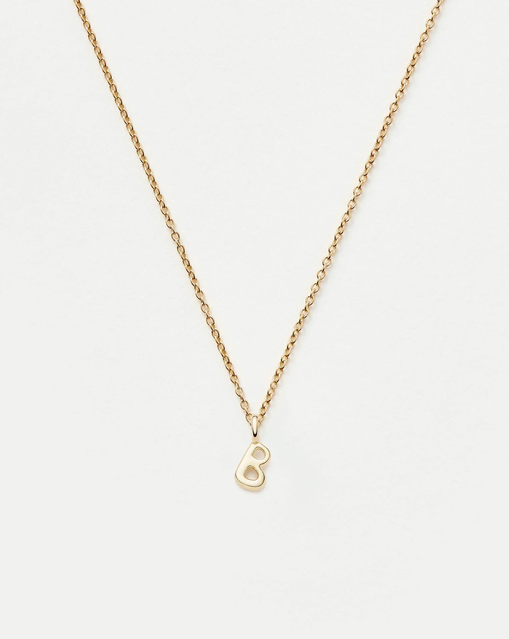 Solid Gold Initial Mini Pendant Necklace - B