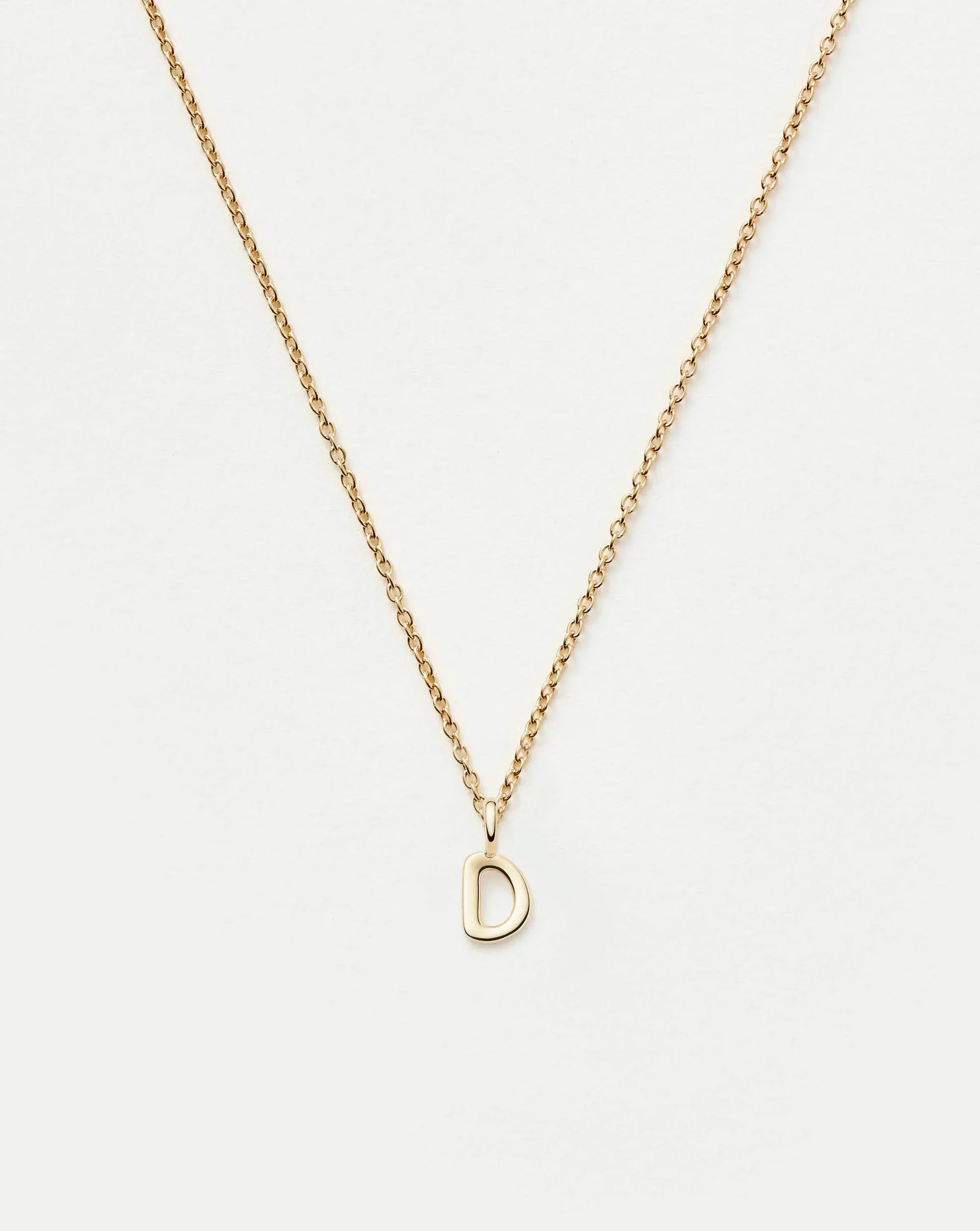 Solid Gold Initial Mini Pendant Necklace - D