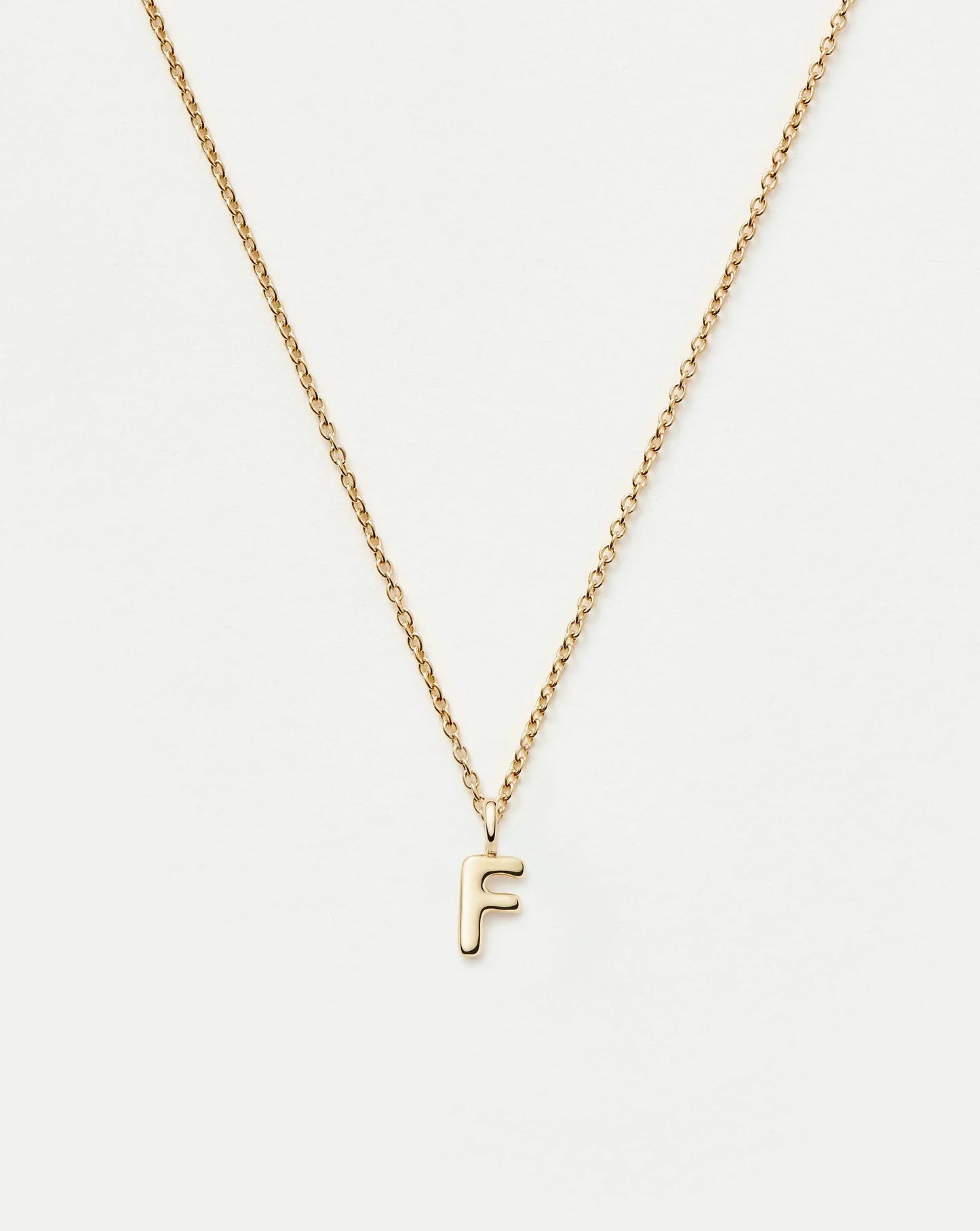 Solid Gold Initial Mini Pendant Necklace - F