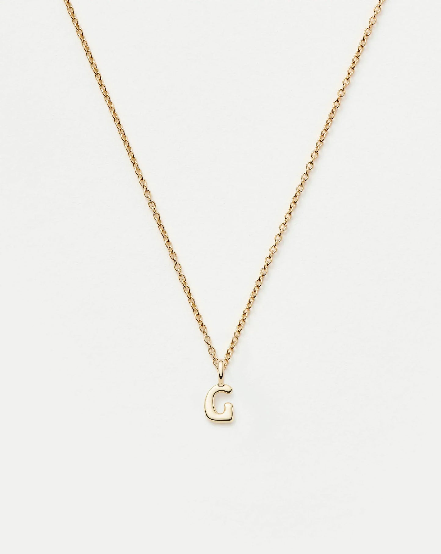 Solid Gold Initial Mini Pendant Necklace - G