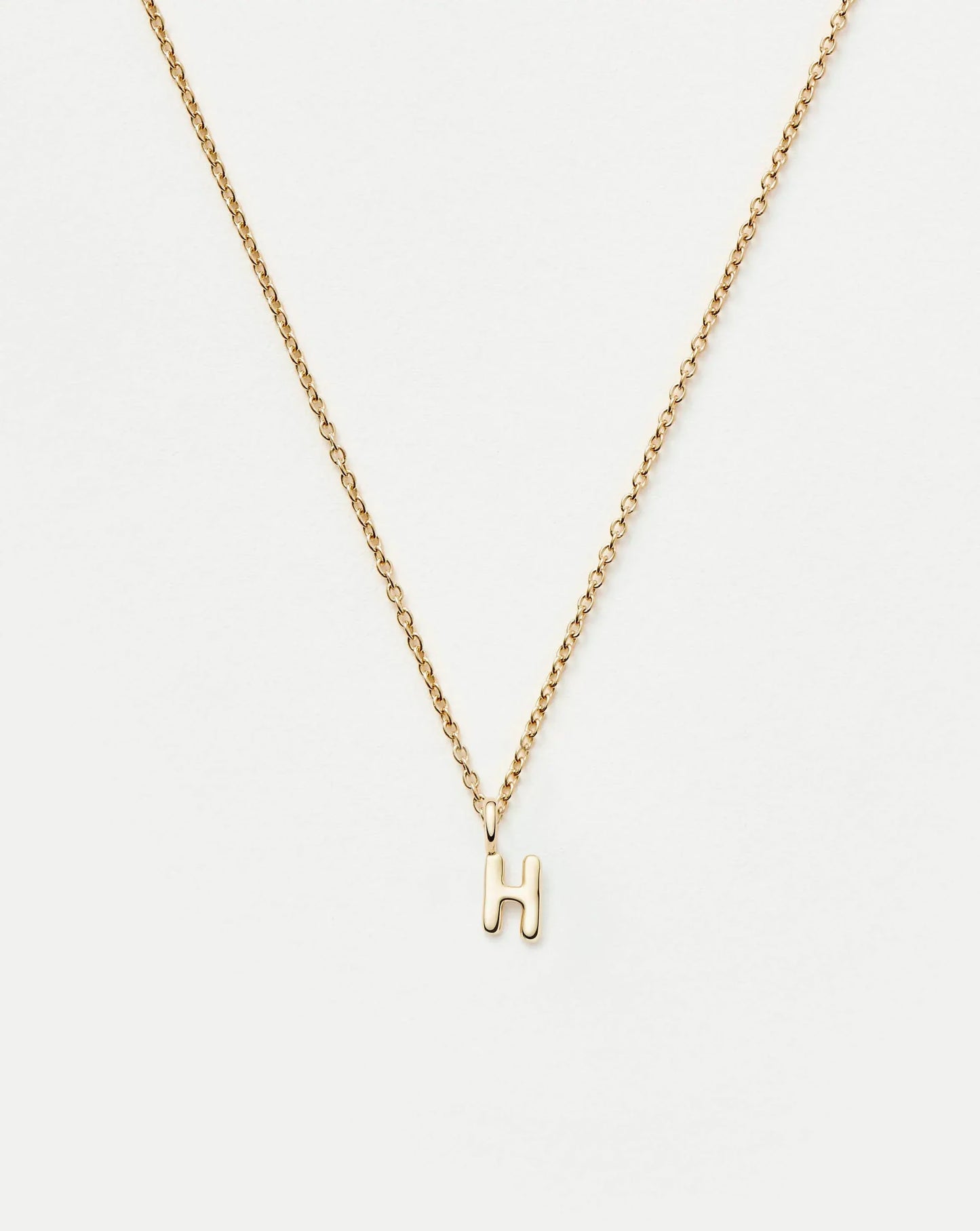 Solid Gold Initial Mini Pendant Necklace - H