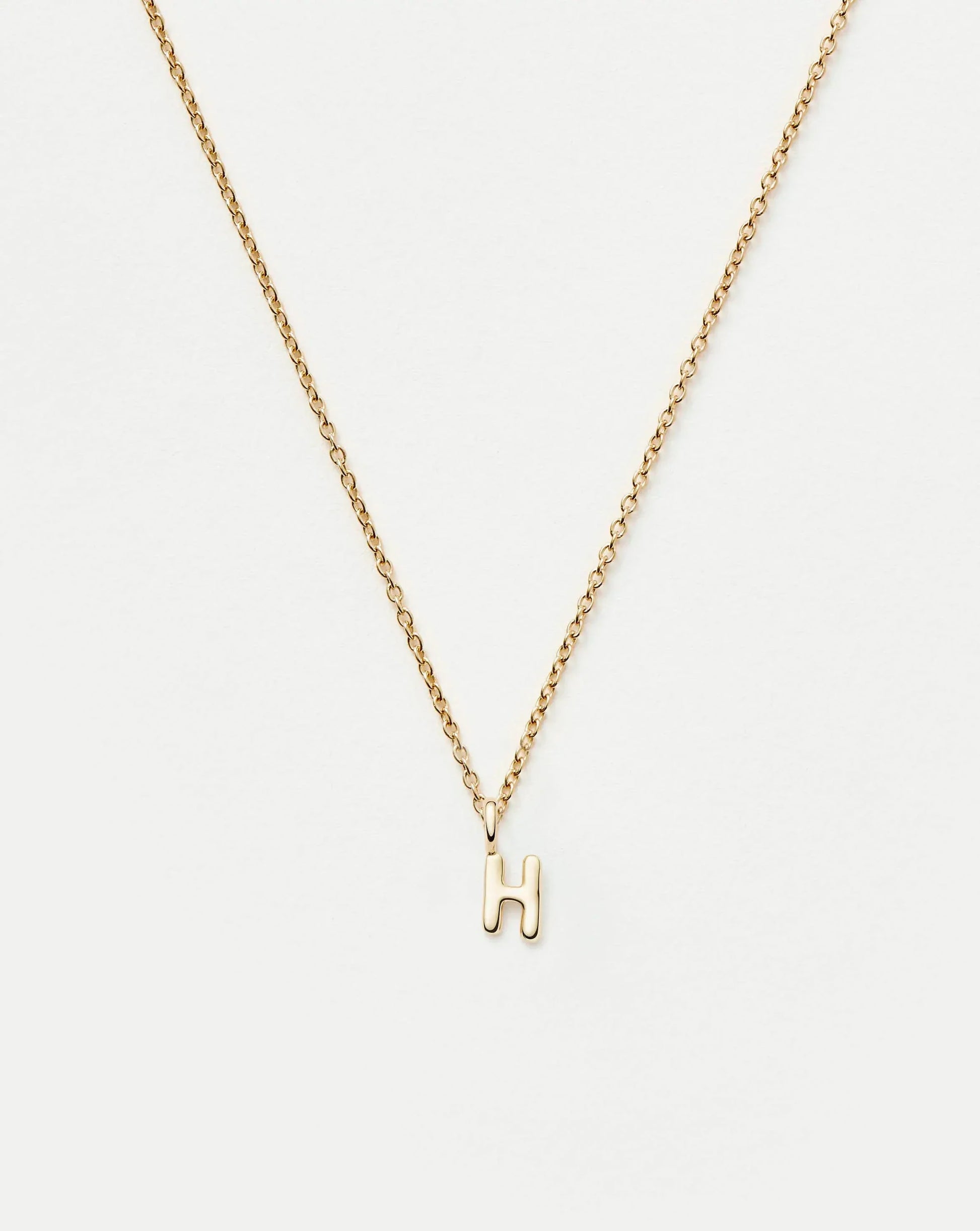 Solid Gold Initial Mini Pendant Necklace - H