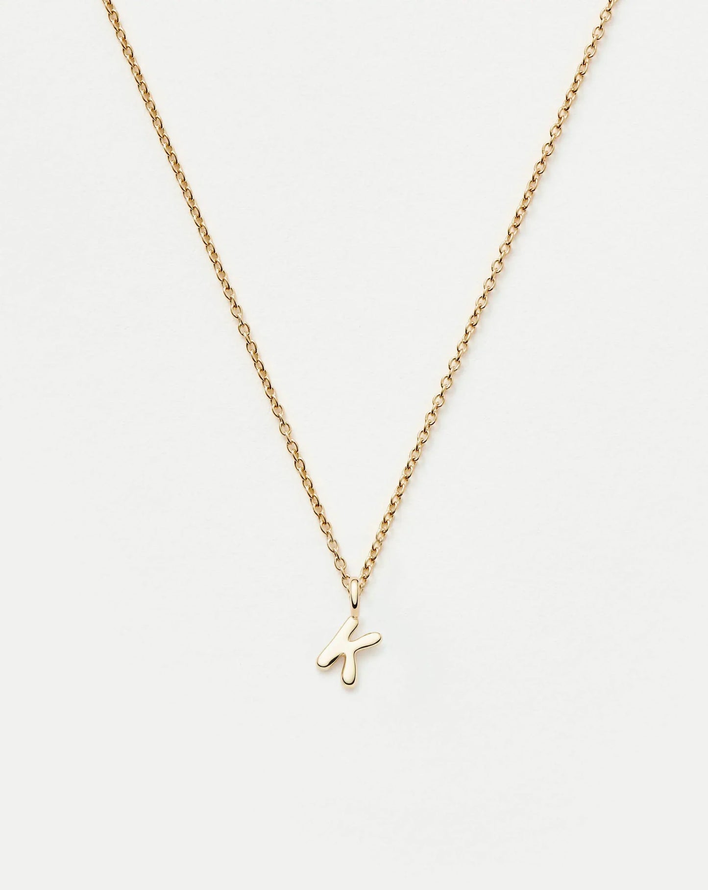 Solid Gold Initial Mini Pendant Necklace - K