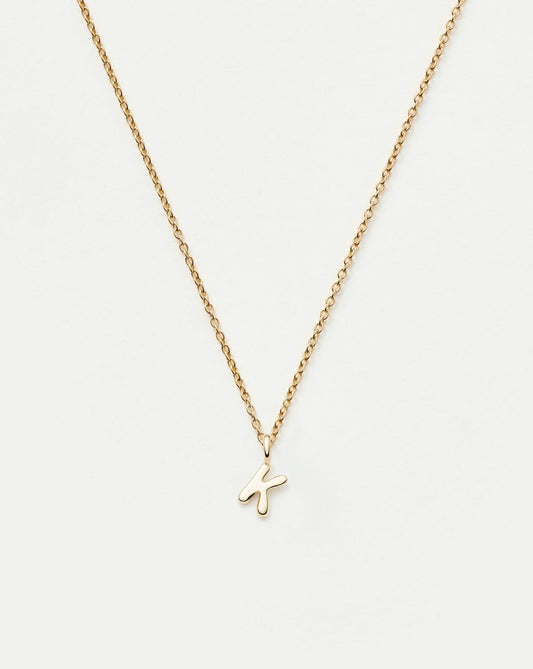 Solid Gold Initial Mini Pendant Necklace - K