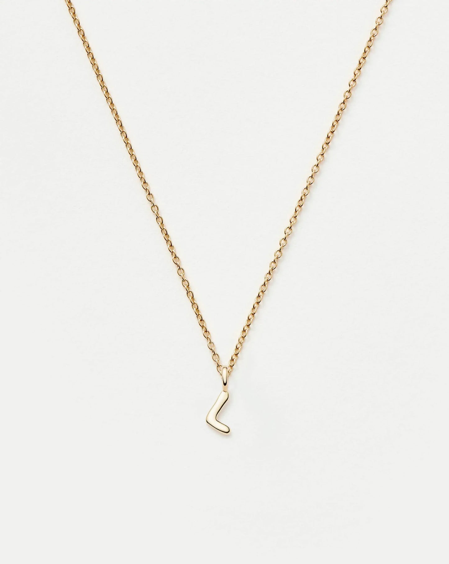 Solid Gold Initial Mini Pendant Necklace - L