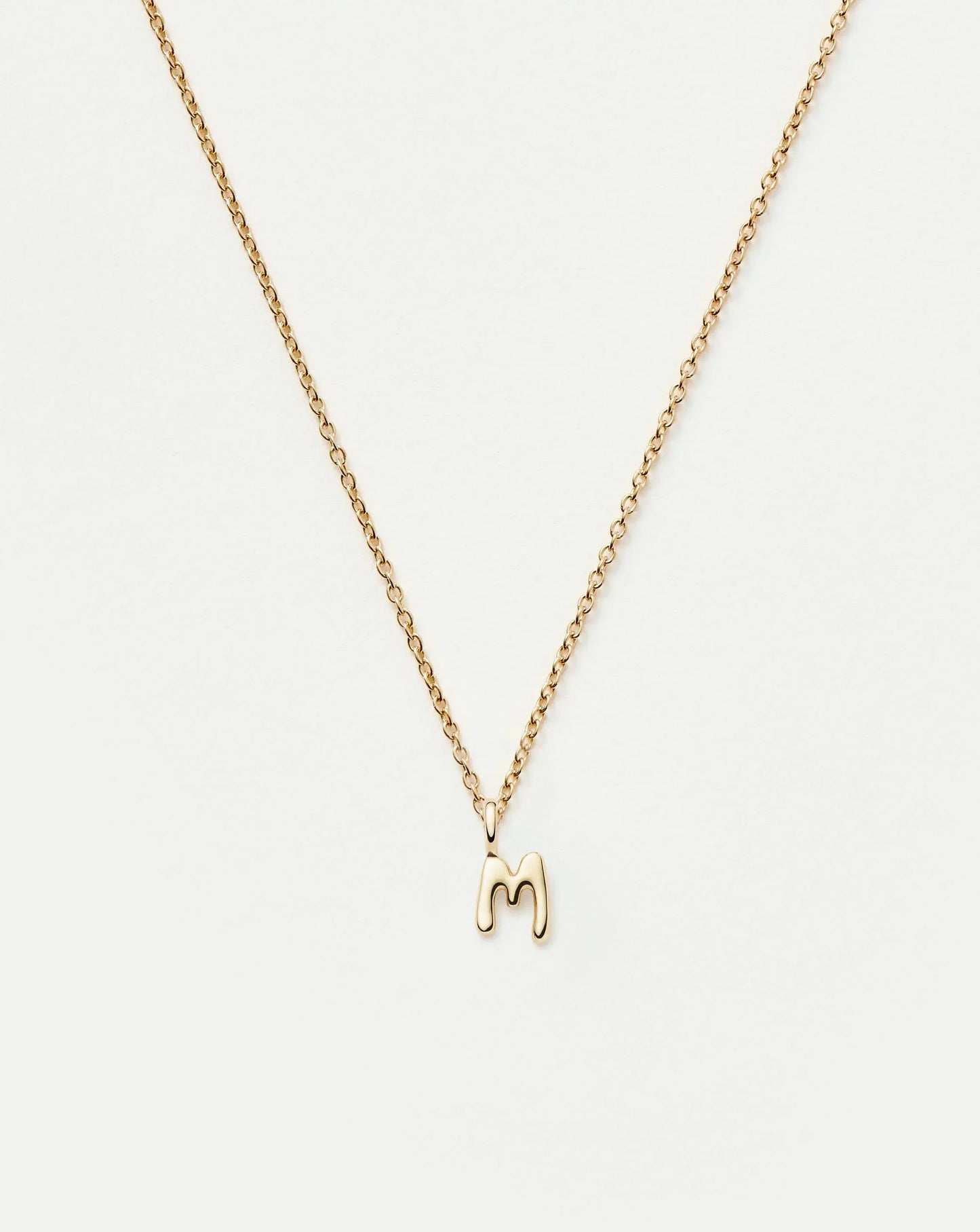 Solid Gold Initial Mini Pendant Necklace - M