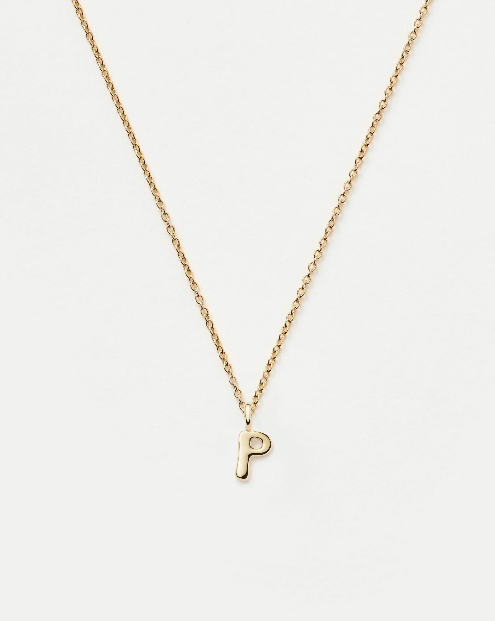 Solid Gold Initial Mini Pendant Necklace - P