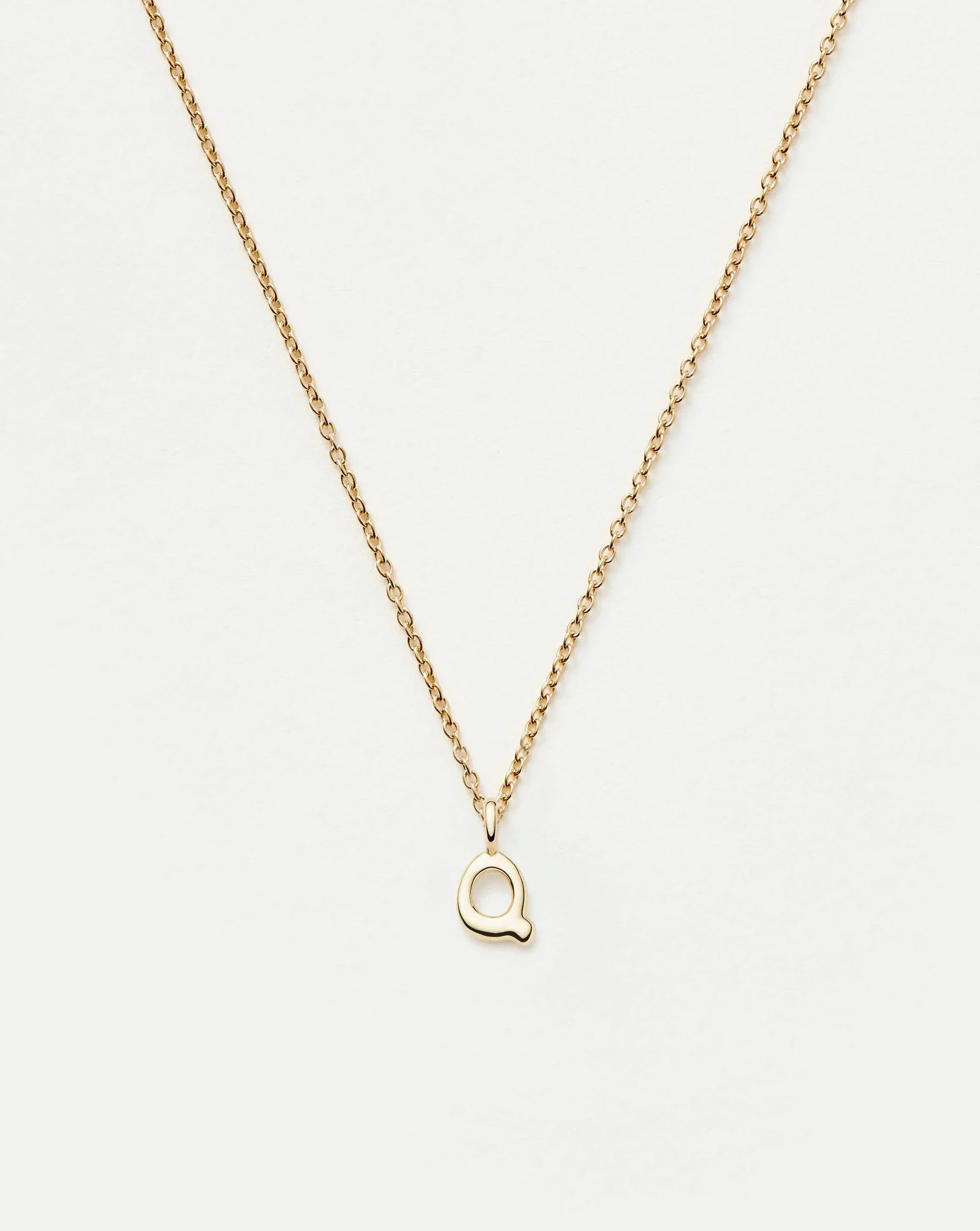 Solid Gold Initial Mini Pendant Necklace - Q