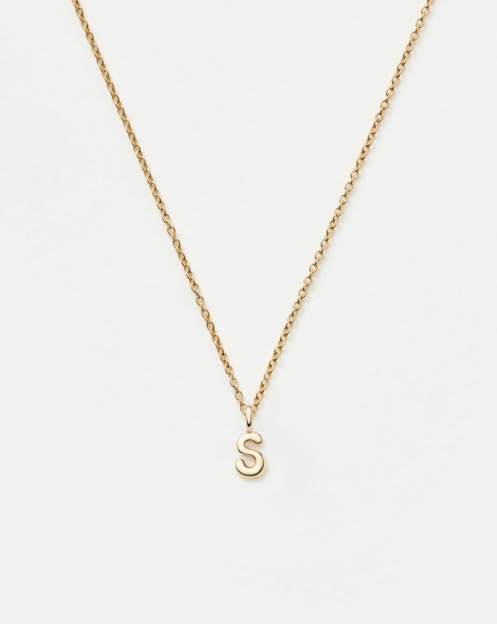 Solid Gold Initial Mini Pendant Necklace - S