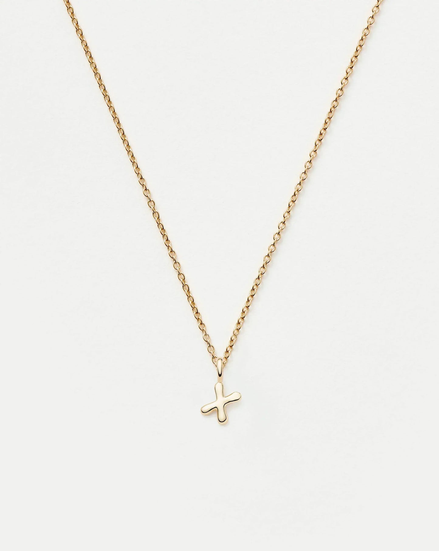 Solid Gold Initial Mini Pendant Necklace - X