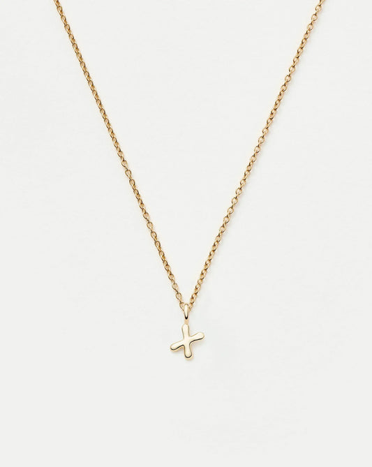 Solid Gold Initial Mini Pendant Necklace - X