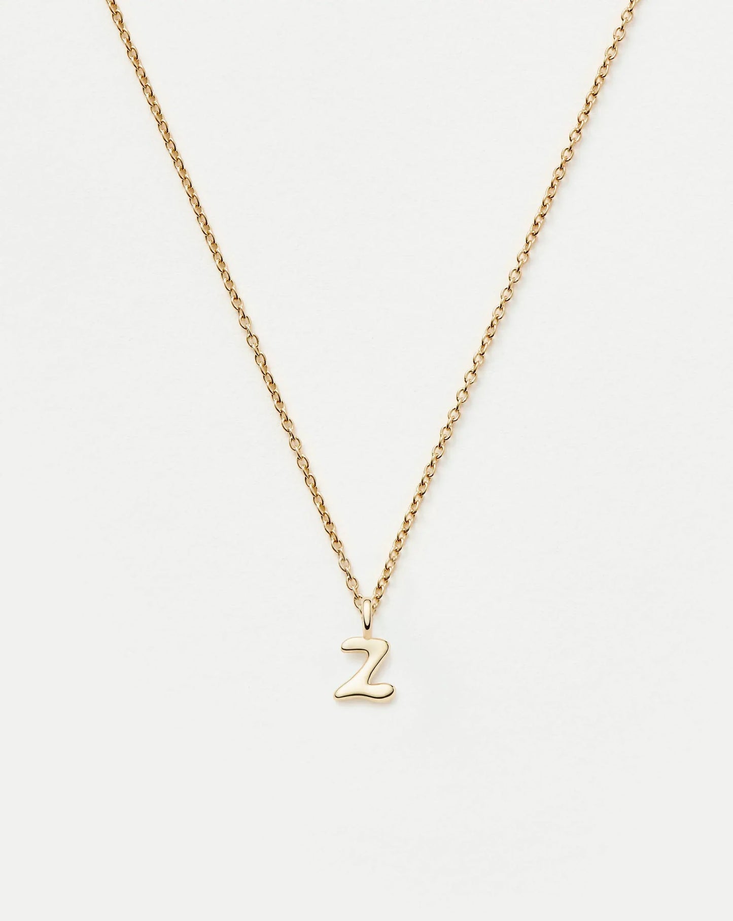 Solid Gold Initial Mini Pendant Necklace - Z