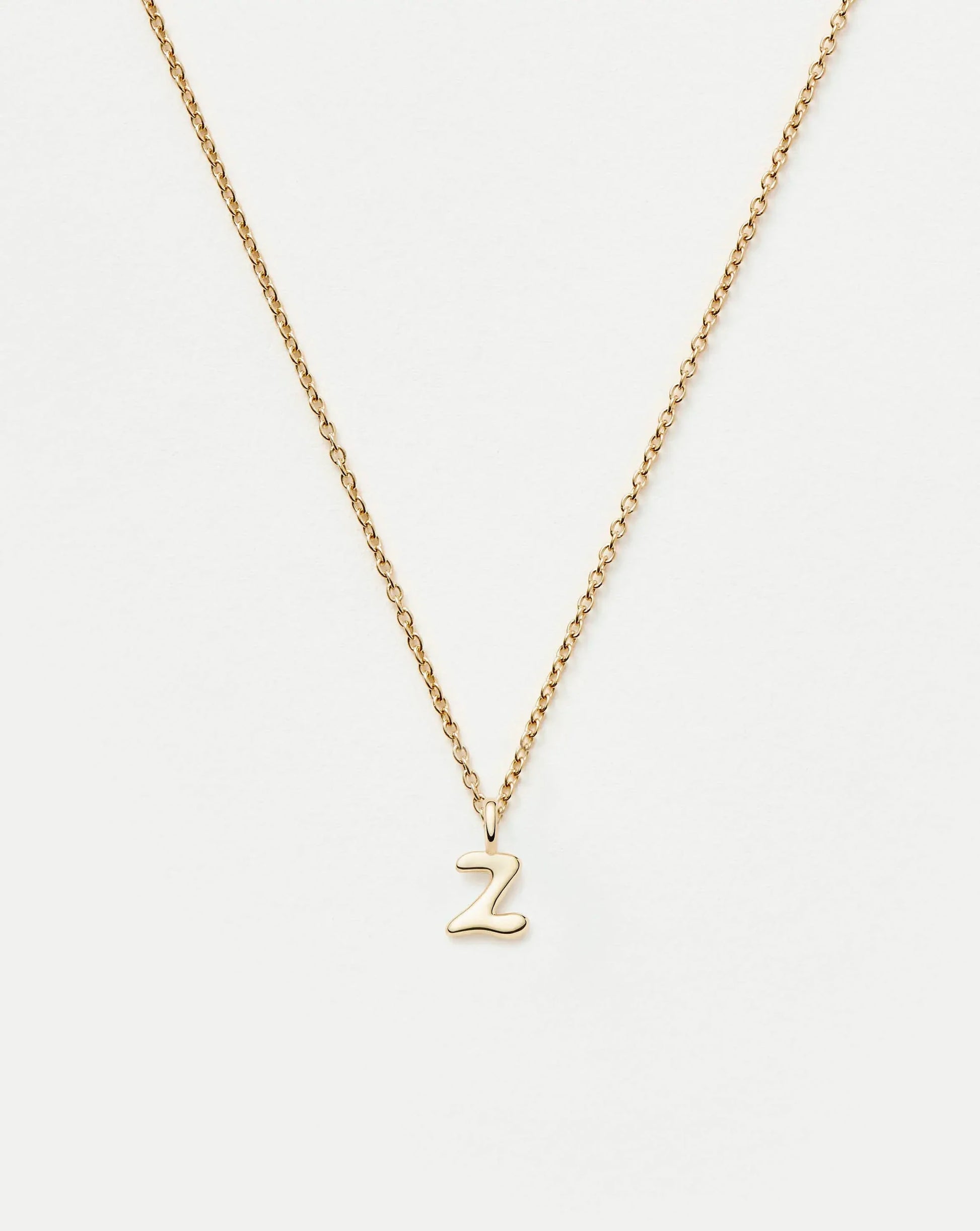 Solid Gold Initial Mini Pendant Necklace - Z