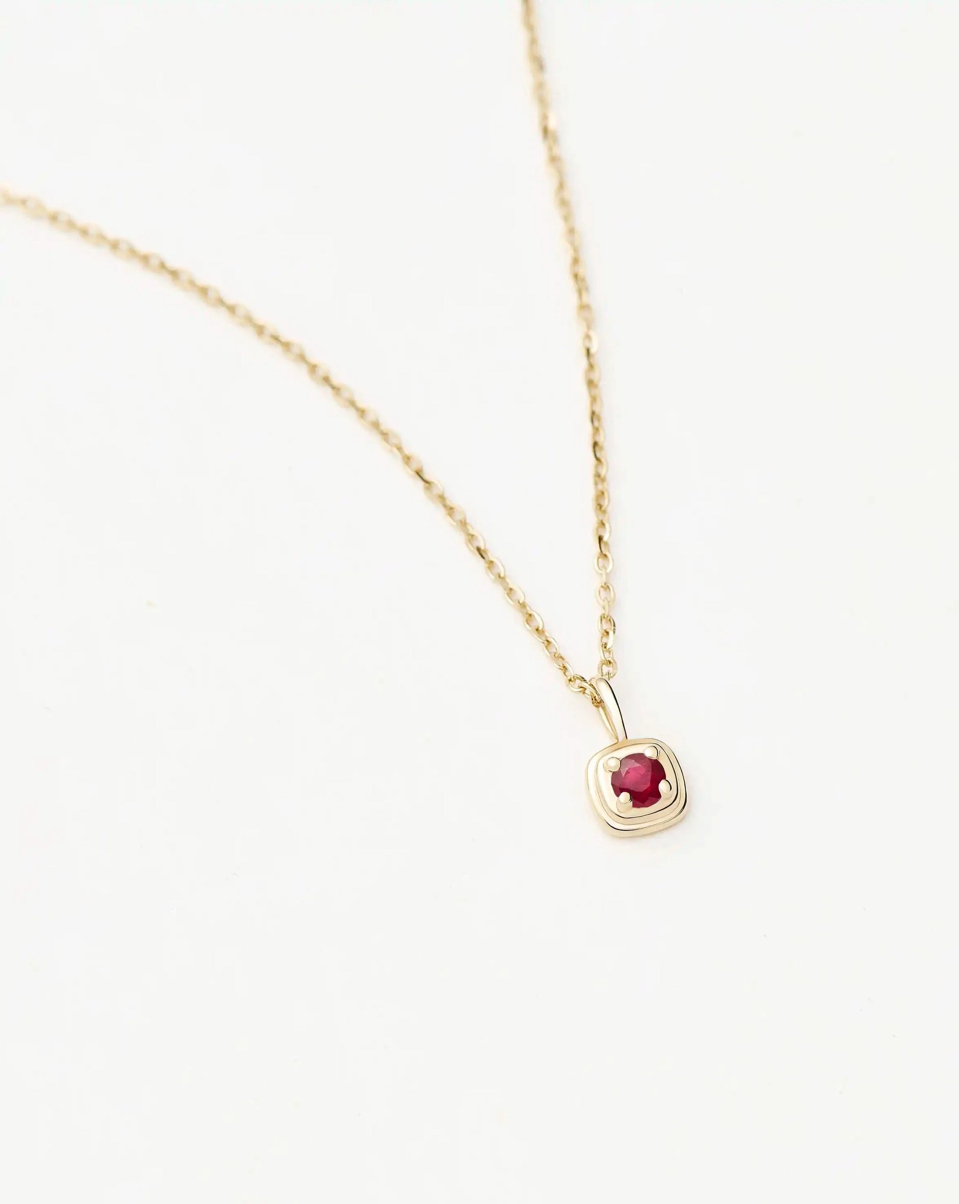 Solid Gold July Birthstone Pendant Necklace