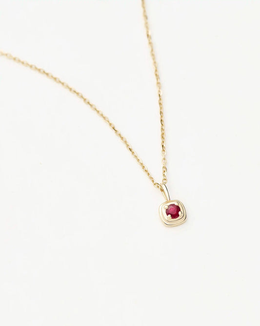 Solid Gold July Birthstone Pendant Necklace
