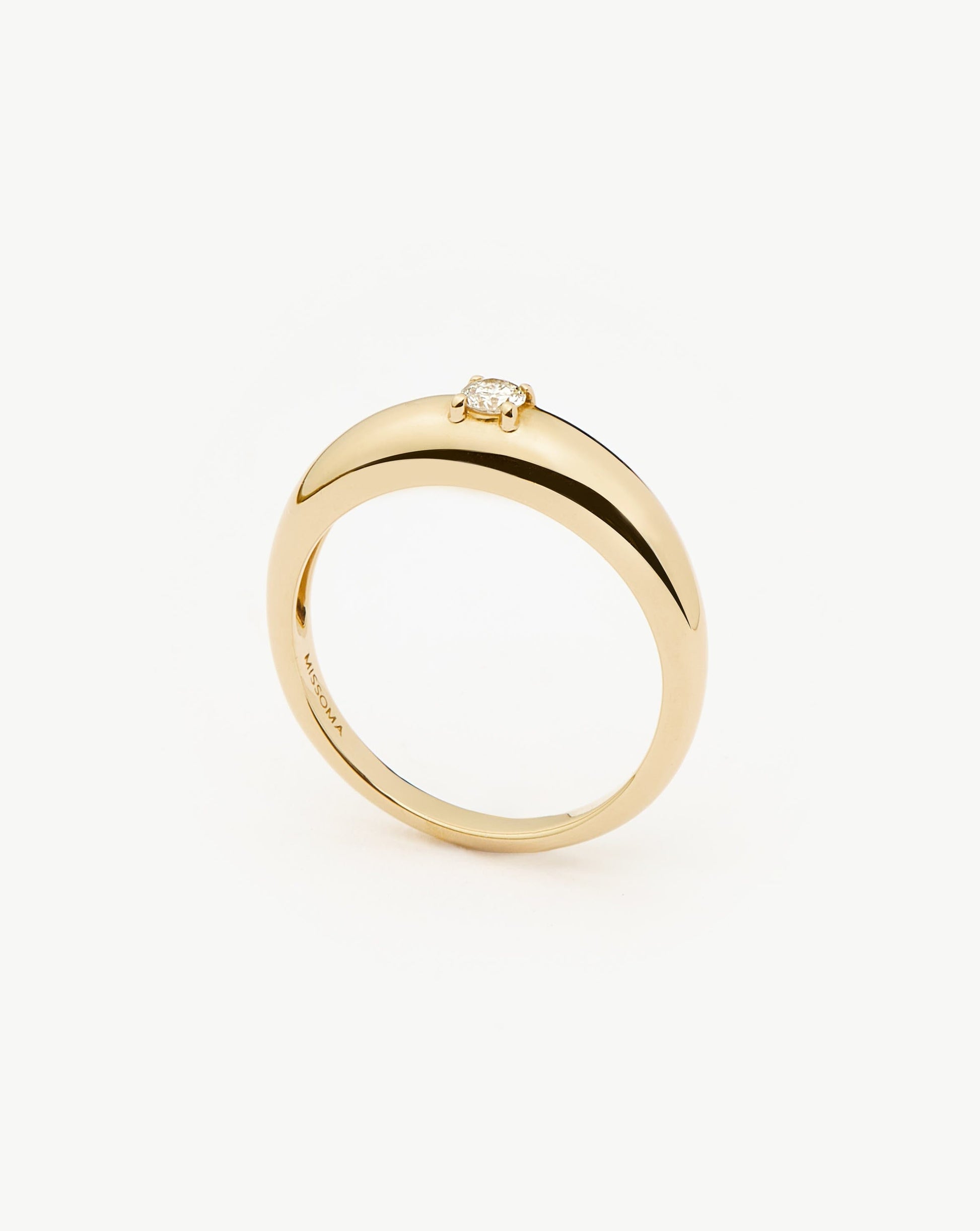 Solid Gold Single Diamond Classic Dome Ring