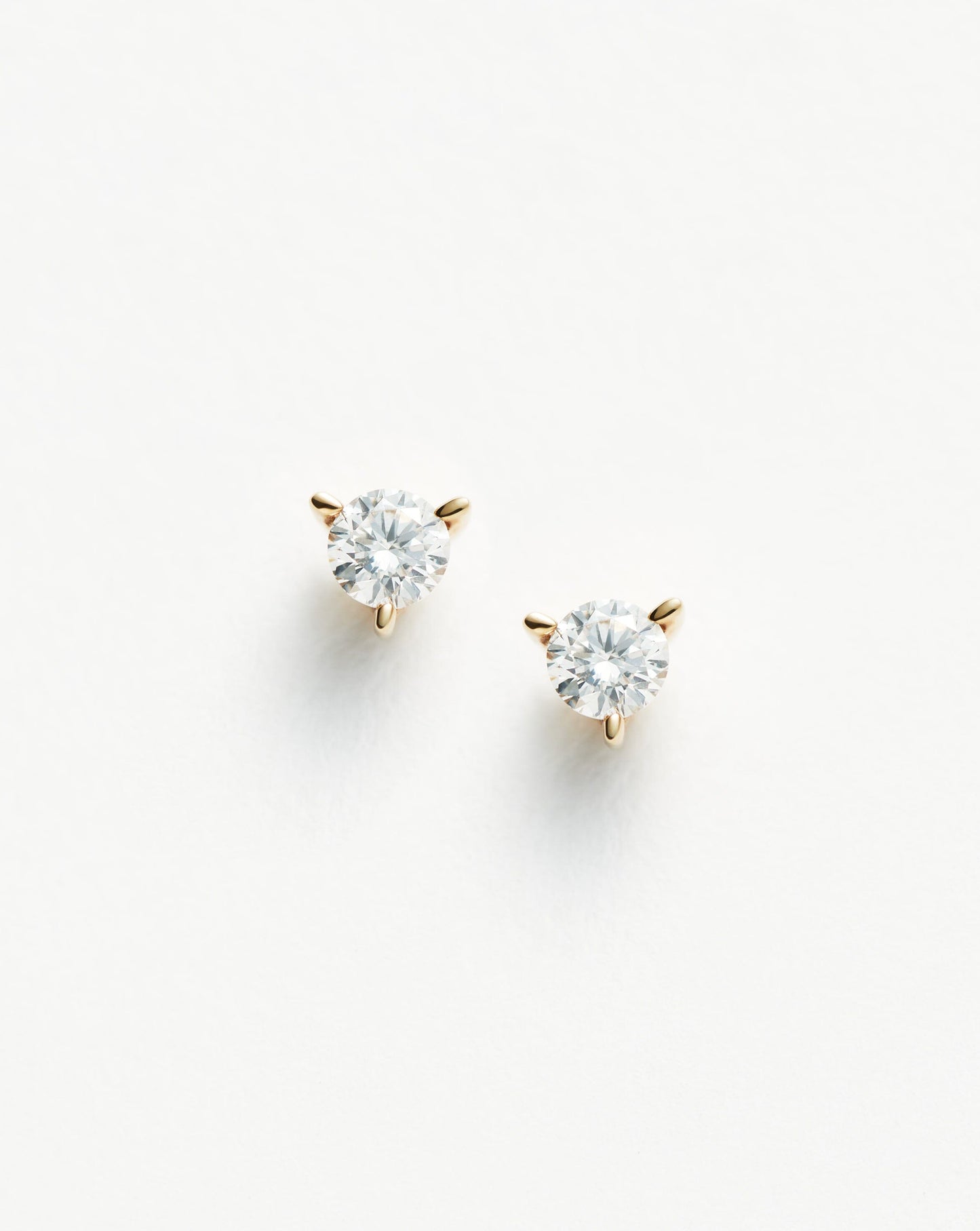 Solid Gold Small Solitaire Diamond Stud Earrings