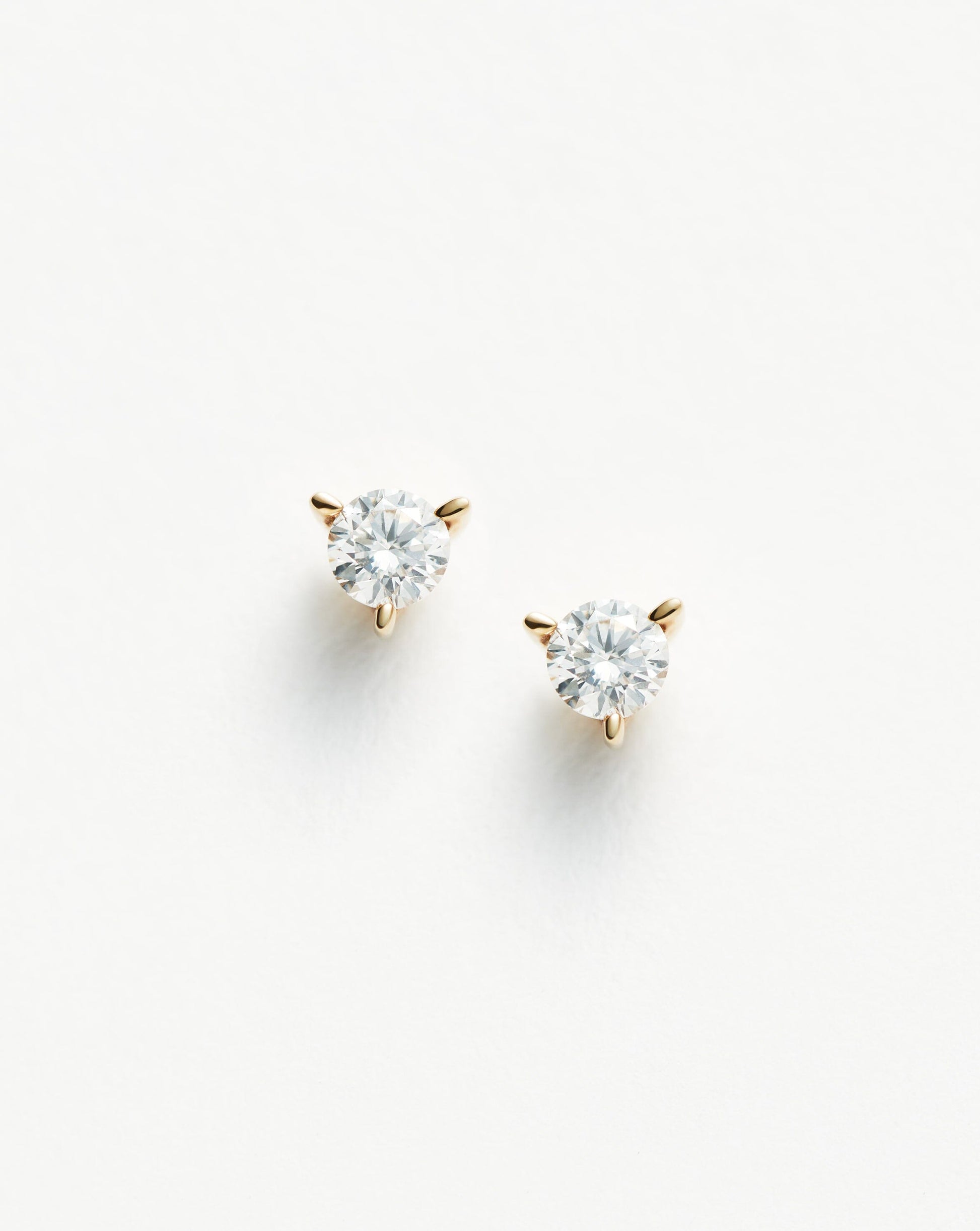 Solid Gold Small Solitaire Diamond Stud Earrings
